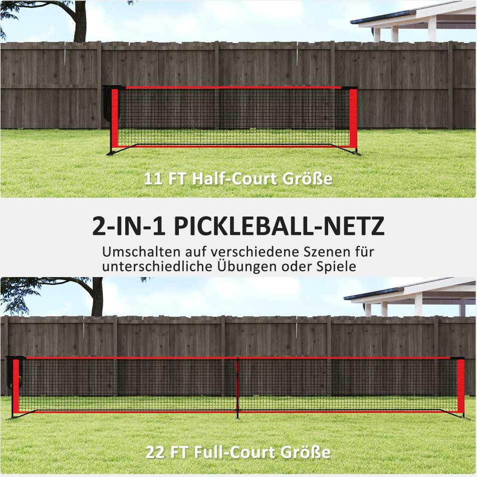 SPORTNOW nešiojamas pickleball tinklo rinkinys, 6,7 m pickleball sistema su tinklu, aikštelės žymėjimo rinkiniu, kamuoliukų rinktuvu, keturiais kamuoliukais ir krepšiu nešiojimui, laukui, įvažiavimui