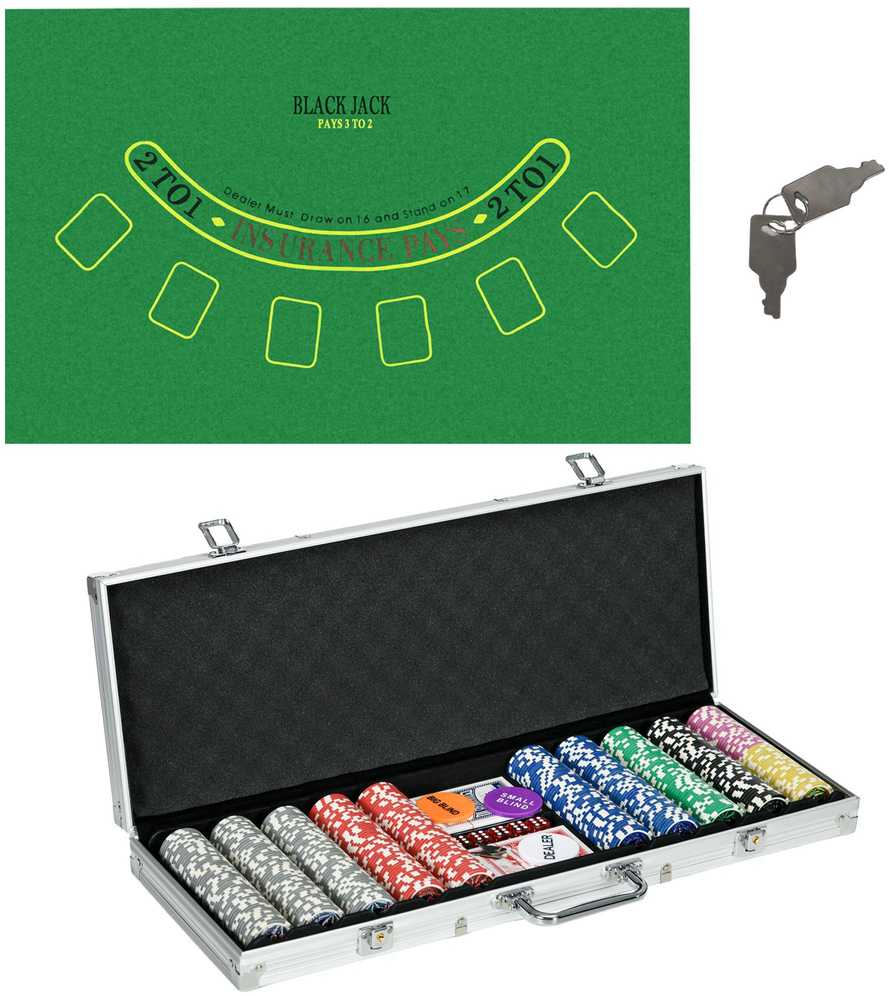 Pokerio rinkinys, 56x23,5x6,5 cm, sidabro spalvos