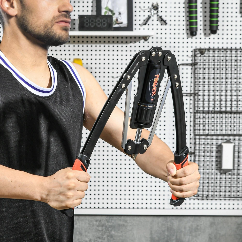 SPORTNOW Power Twister 10-200kg rankų treniruoklis, reguliuojamas hidraulinis jėgos treniruoklis dilbiams, krūtinei, pečiams - vyrams ir moterims