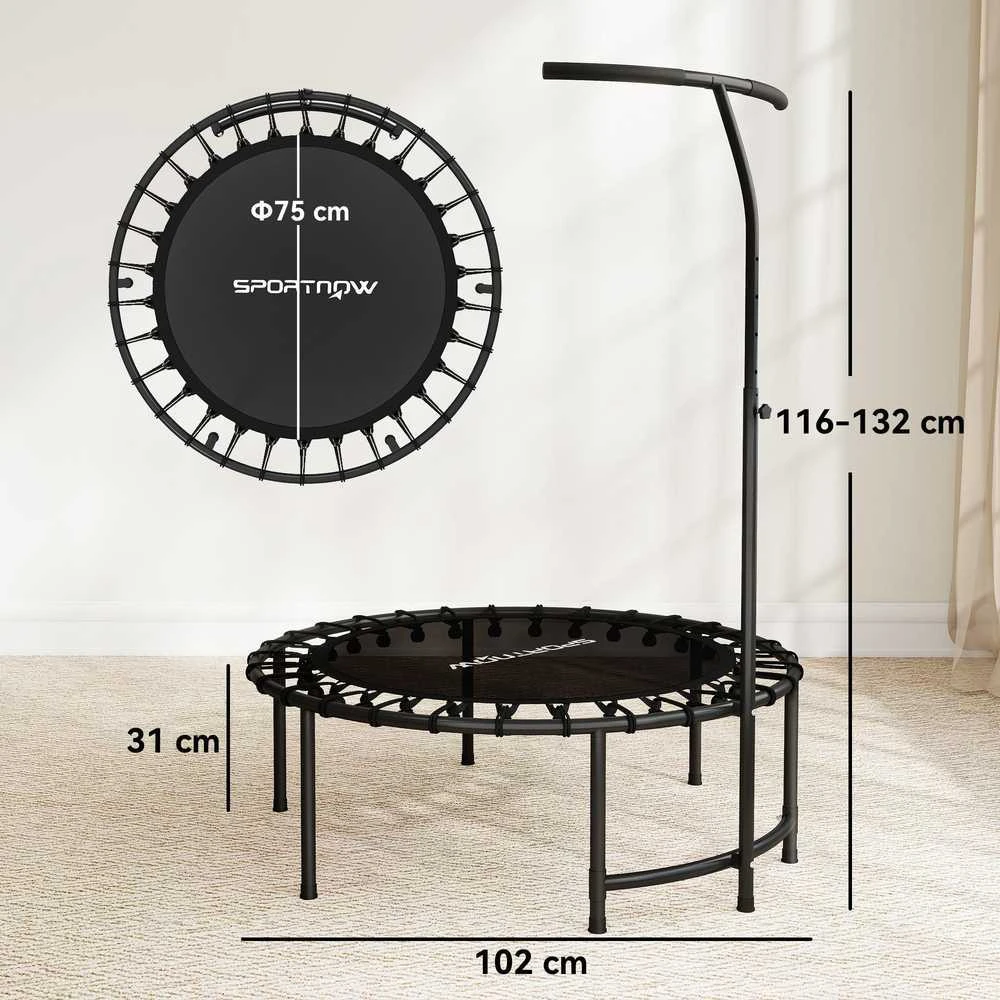 SPORTNOW treniruočių batutas (rebounder), 5 padėčių reguliuojama rankena, juodas