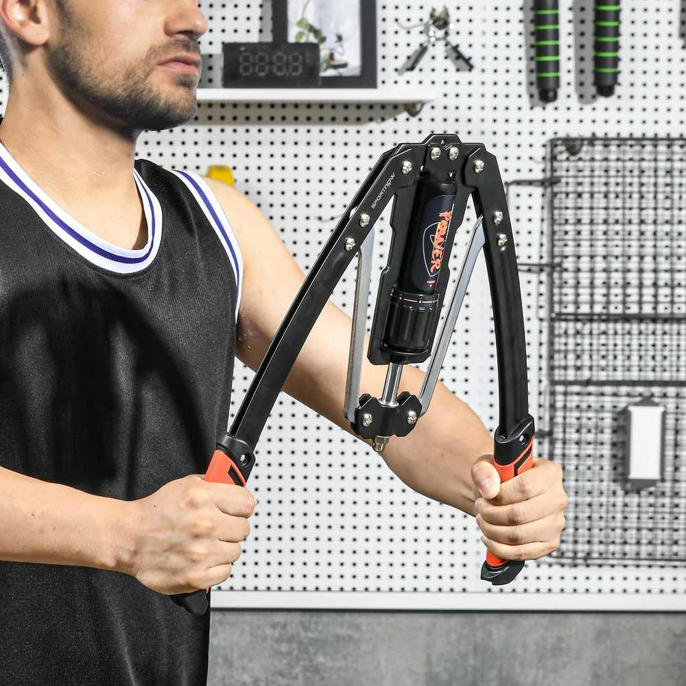 SPORTNOW Power Twister 10-200kg rankų treniruoklis, reguliuojamas hidraulinis jėgos treniruoklis dilbiams, krūtinei, pečiams - vyrams ir moterims