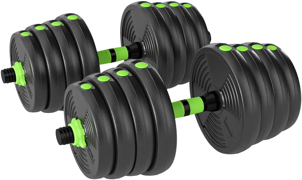 SPORTNOW reguliuojamų hantelių rinkinys 30 kg, hantelių rinkinys, trumpieji hanteliai, ilgieji hanteliai, hantelių rinkinys jėgos treniruotėms
