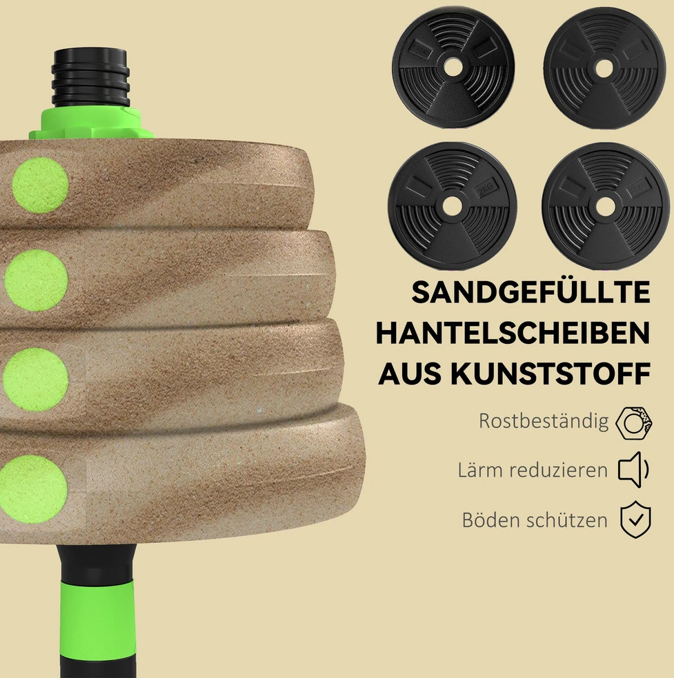 SPORTNOW reguliuojamų hantelių rinkinys 30 kg, hantelių rinkinys, trumpieji hanteliai, ilgieji hanteliai, hantelių rinkinys jėgos treniruotėms