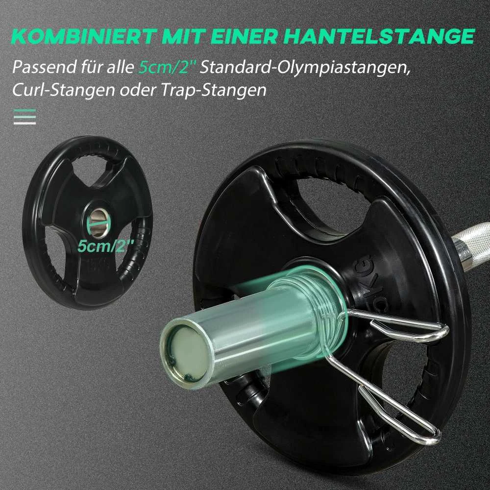 SPORTNOW svorių diskai, 2 vnt. rinkinys, „Tri-Grip“, 2 x 15 kg, gumuoti olimpiniai diskai, saugūs grindims, 5 cm anga, su trimis rankenomis, jėgos treniruotėms
