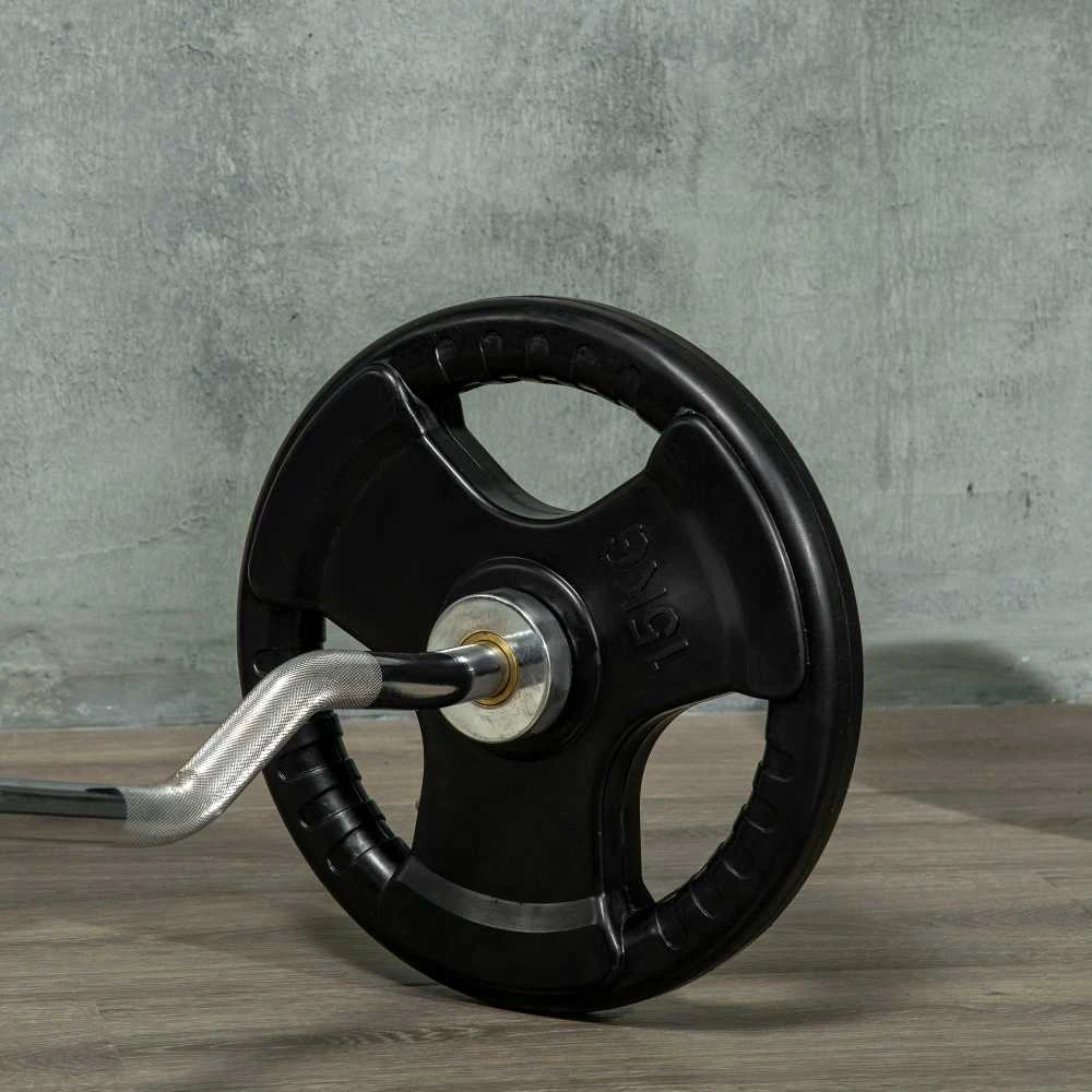 SPORTNOW svorių diskai, 2 vnt. rinkinys, „Tri-Grip“, 2 x 15 kg, gumuoti olimpiniai diskai, saugūs grindims, 5 cm anga, su trimis rankenomis, jėgos treniruotėms