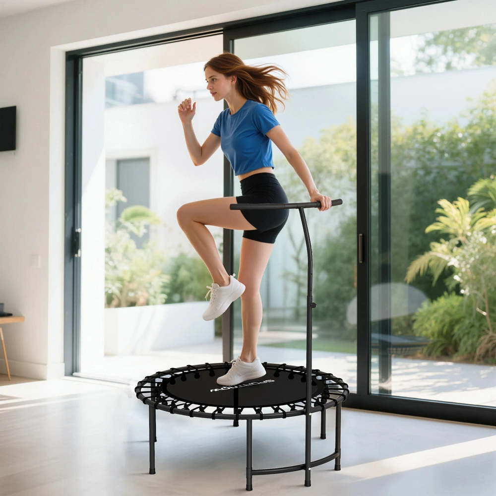 SPORTNOW treniruočių batutas (rebounder), 5 padėčių reguliuojama rankena, juodas