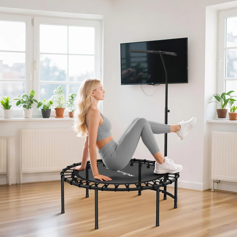 SPORTNOW treniruočių batutas (rebounder), 5 padėčių reguliuojama rankena, juodas
