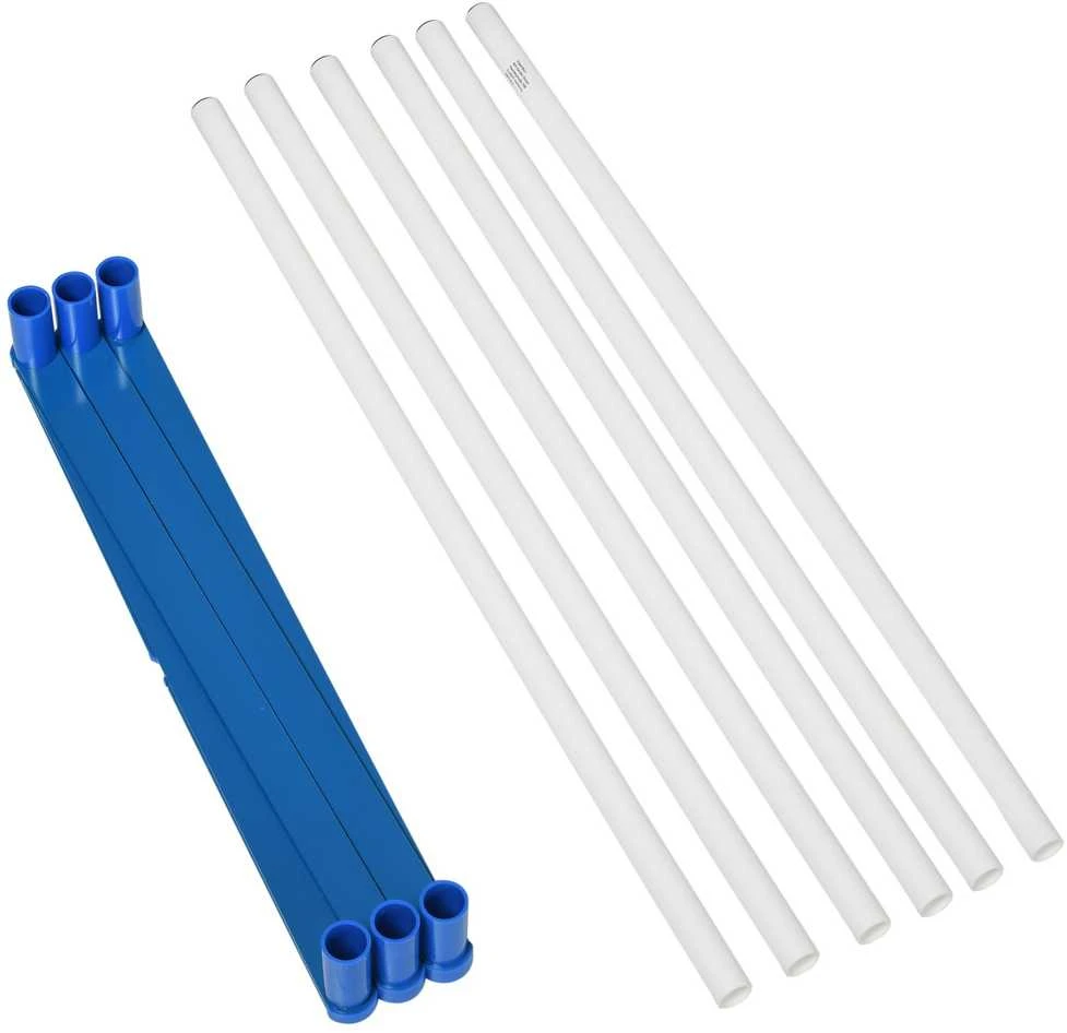 PawHut šunų slalomo stulpų agility treniruočių rinkinys su 600D krepšiu, polietileno plastikas, balta ir mėlyna spalvos, 305 x 60 x 94 cm
