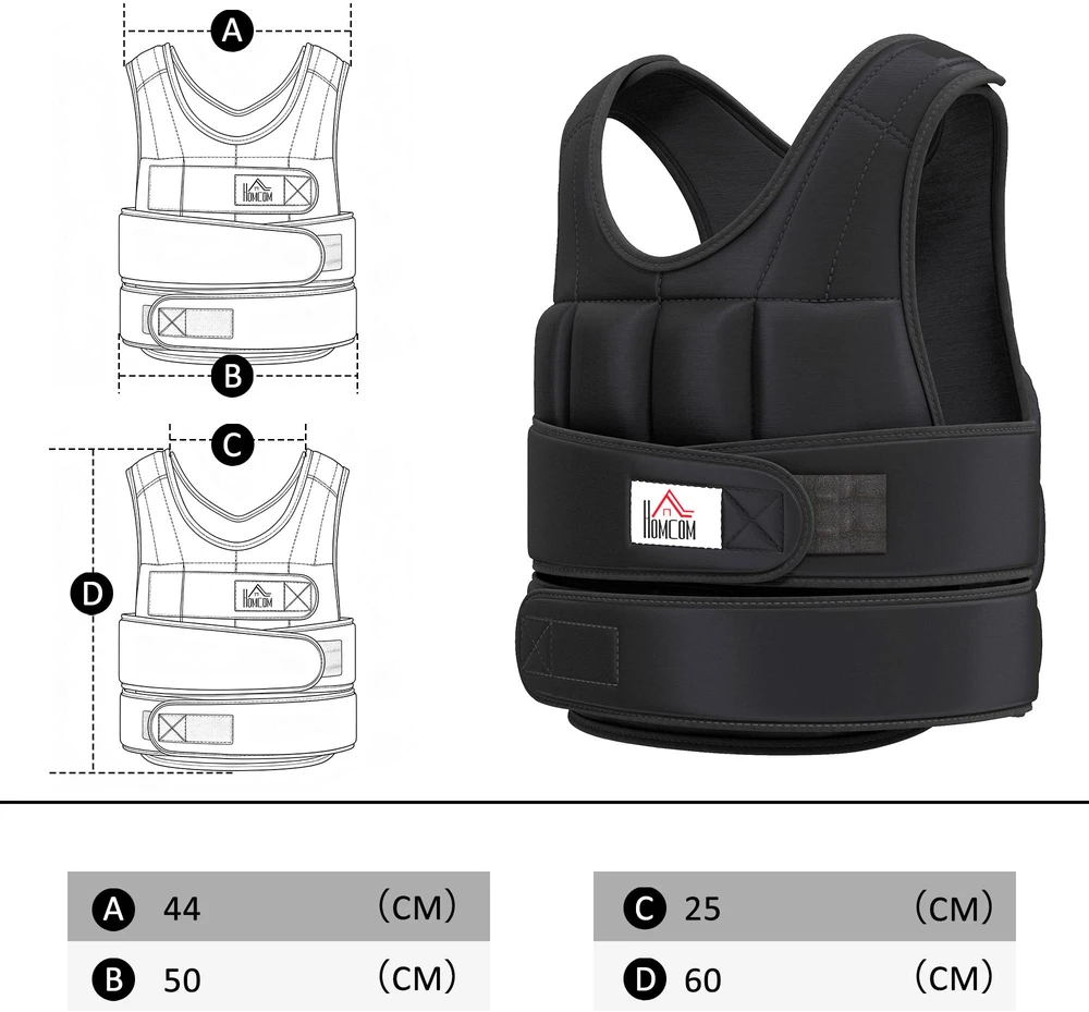 20 kg svorio liemenė su reguliuojamais svoriais, juoda