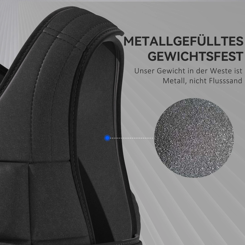 20 kg svorio liemenė su reguliuojamais svoriais, juoda