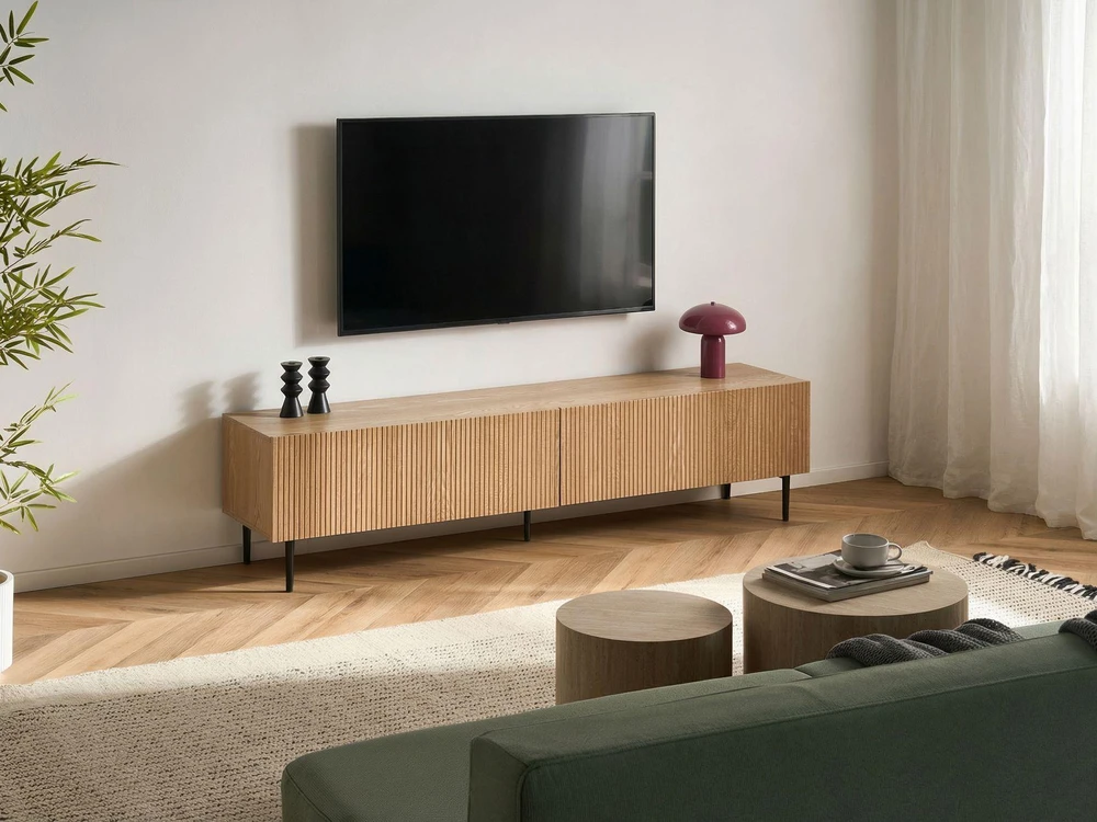 TV staliukas Beliani BLYTHE televizoriaus spintelė, šviesaus uosio spalvos