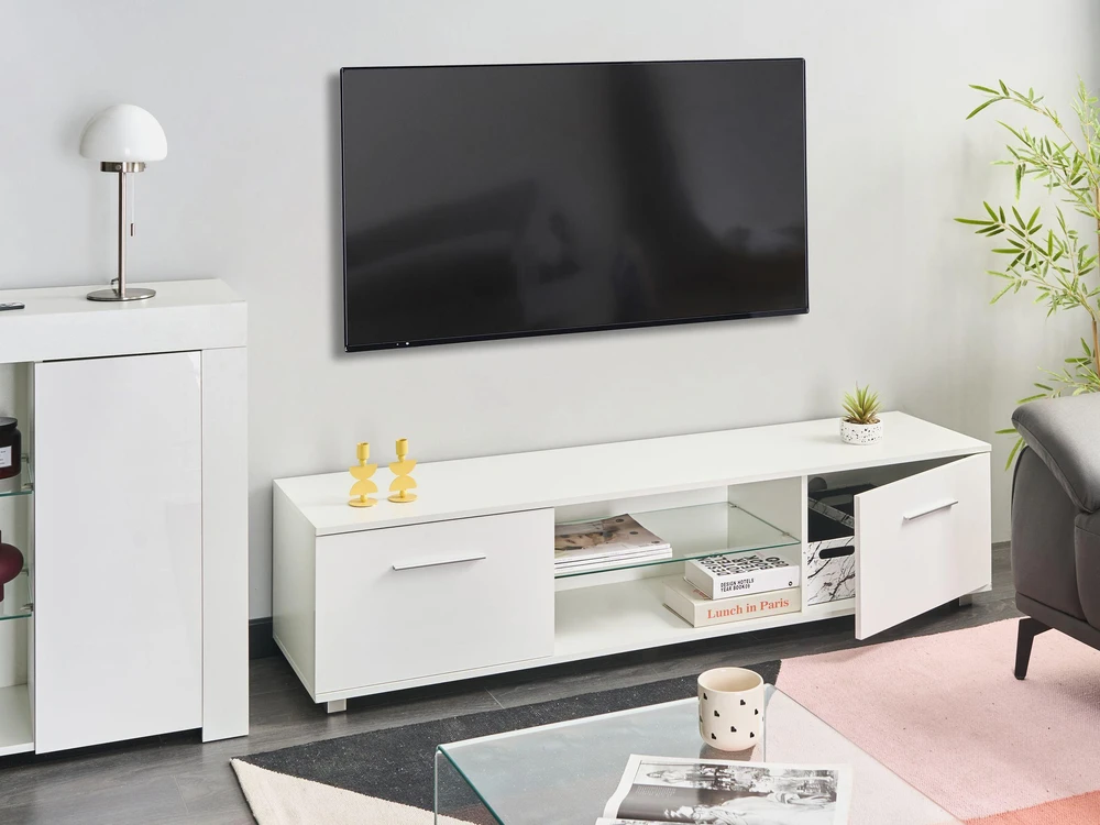 TV staliukas Beliani LED TV spintelė BANFF, balta