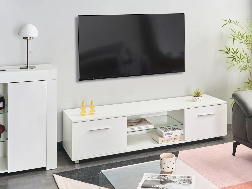 TV staliukas Beliani LED TV spintelė BANFF, balta
