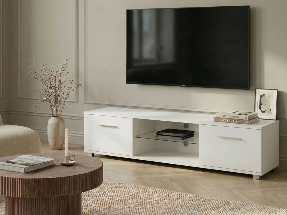 TV staliukas Beliani LED TV spintelė BANFF, balta