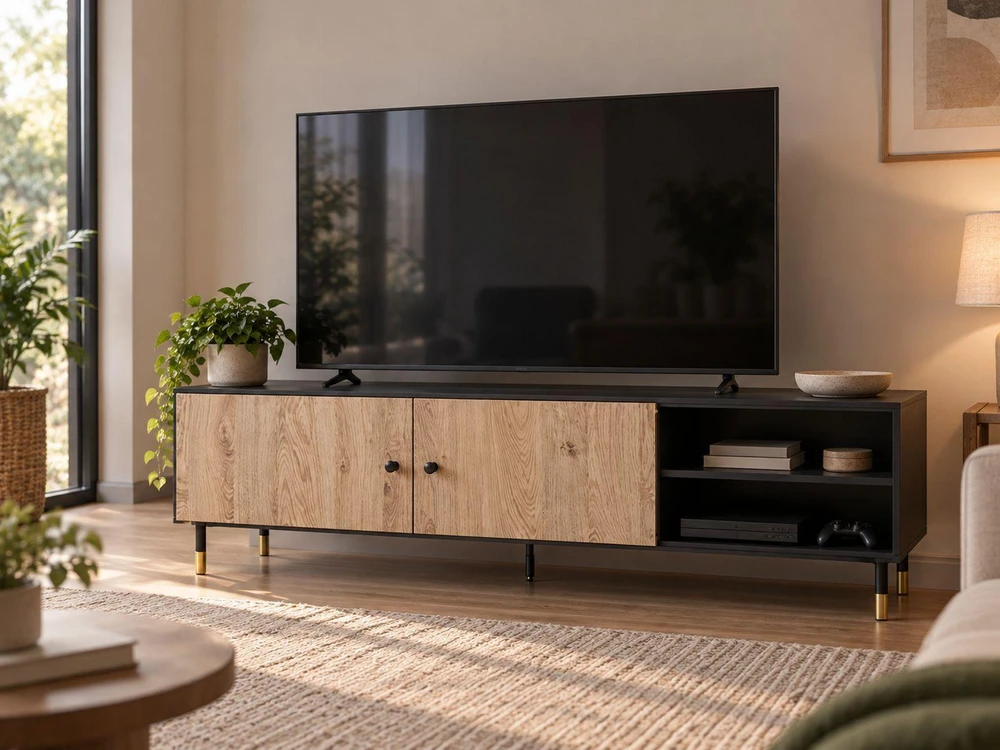 TV staliukas Beliani TV spintelė ABILEN, ruda ir juoda