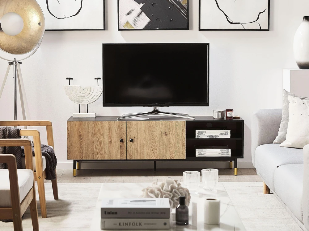 TV staliukas Beliani TV spintelė ABILEN, ruda ir juoda