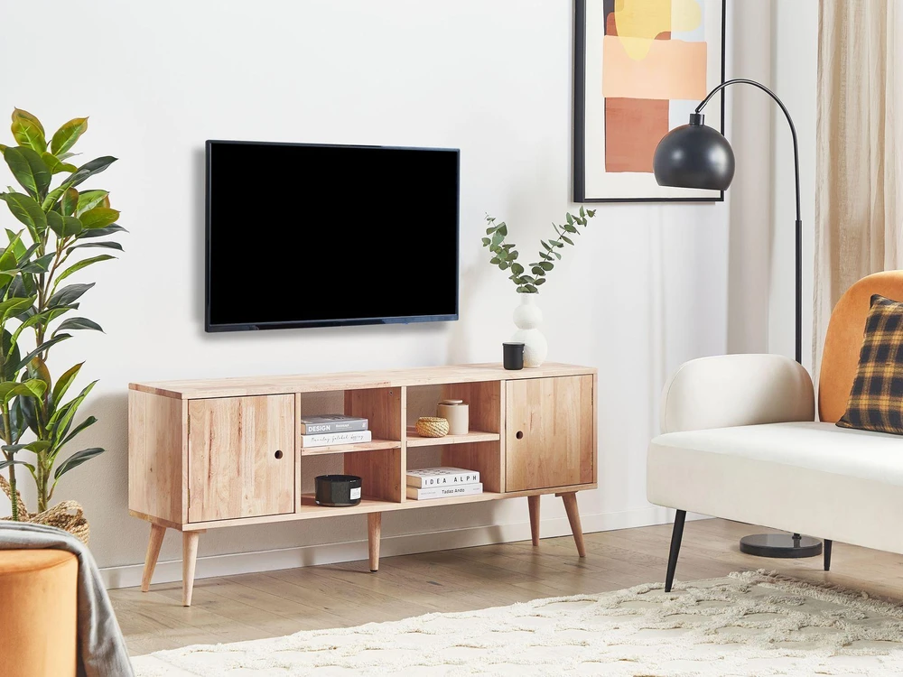TV staliukas Beliani TV spintelė CHANDLER medinė šviesiai ruda