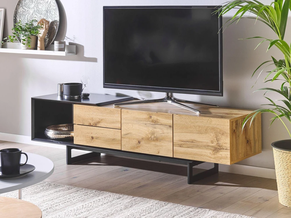 Beliani TV spintelė FIORA ruda/juoda