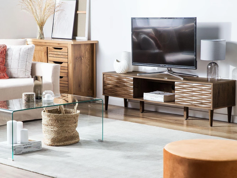 TV staliukas Beliani TV spintelė KAYAN tamsiai ruda