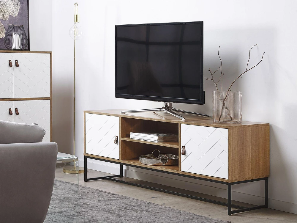 TV staliukas Beliani TV spintelė NUEVA šviesiai ruda/balta