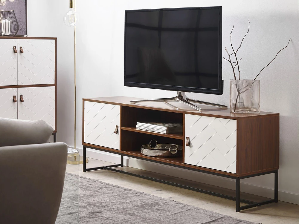 TV staliukas Beliani TV spintelė NUEVA Tamsiai ruda/balta