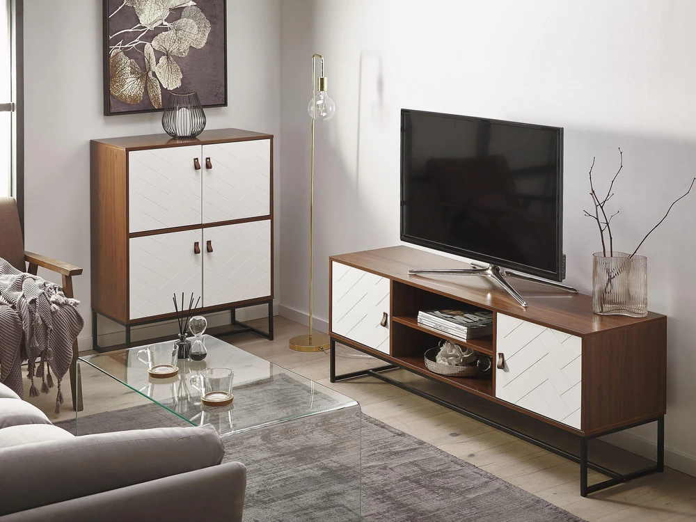 TV staliukas Beliani TV spintelė NUEVA Tamsiai ruda/balta