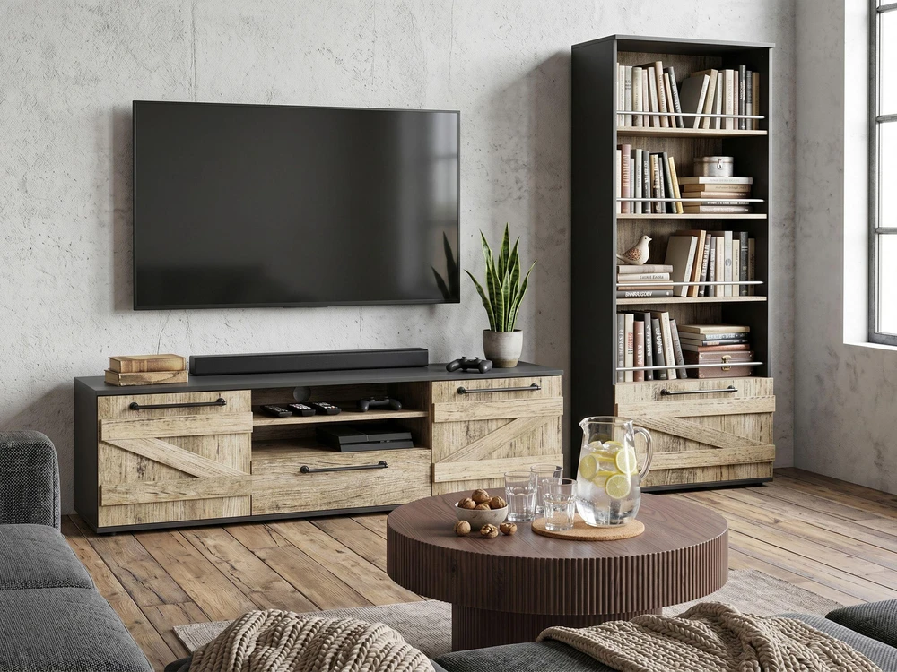 TV staliukas Beliani TV spintelė SALTER Ruda/ juoda