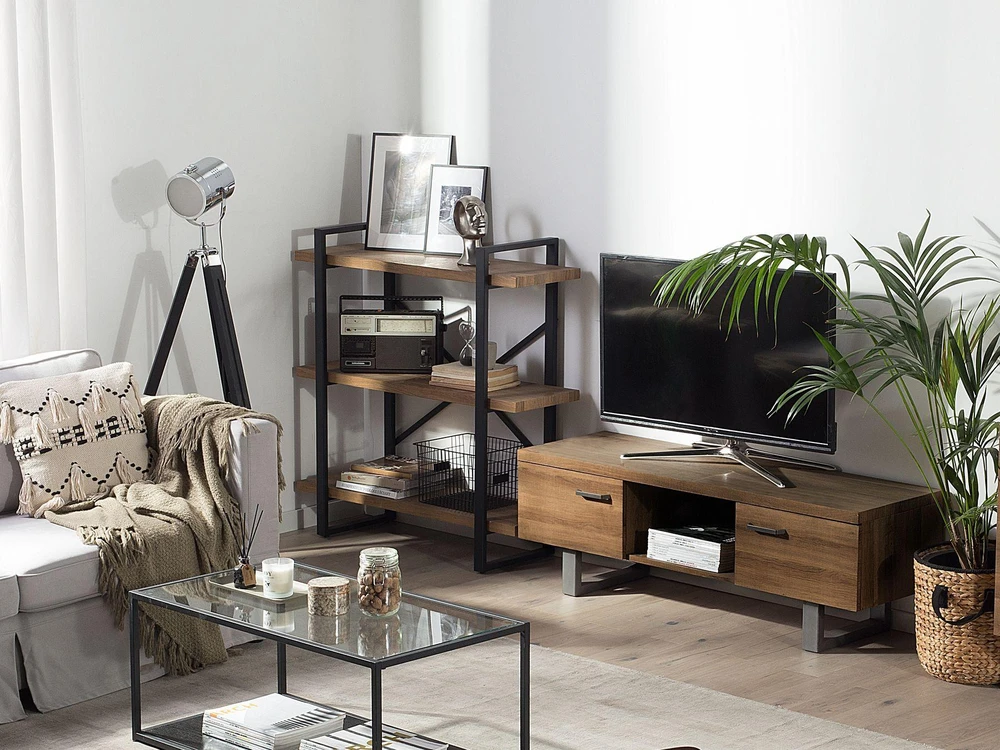 TV staliukas Beliani TV spintelė TIMBER tamsiai ruda