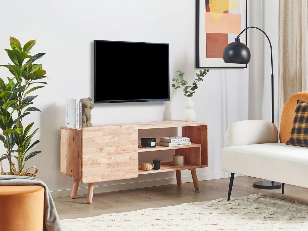 TV staliukas Beliani TV spintelė WESTFIELD, medinė, šviesiai ruda