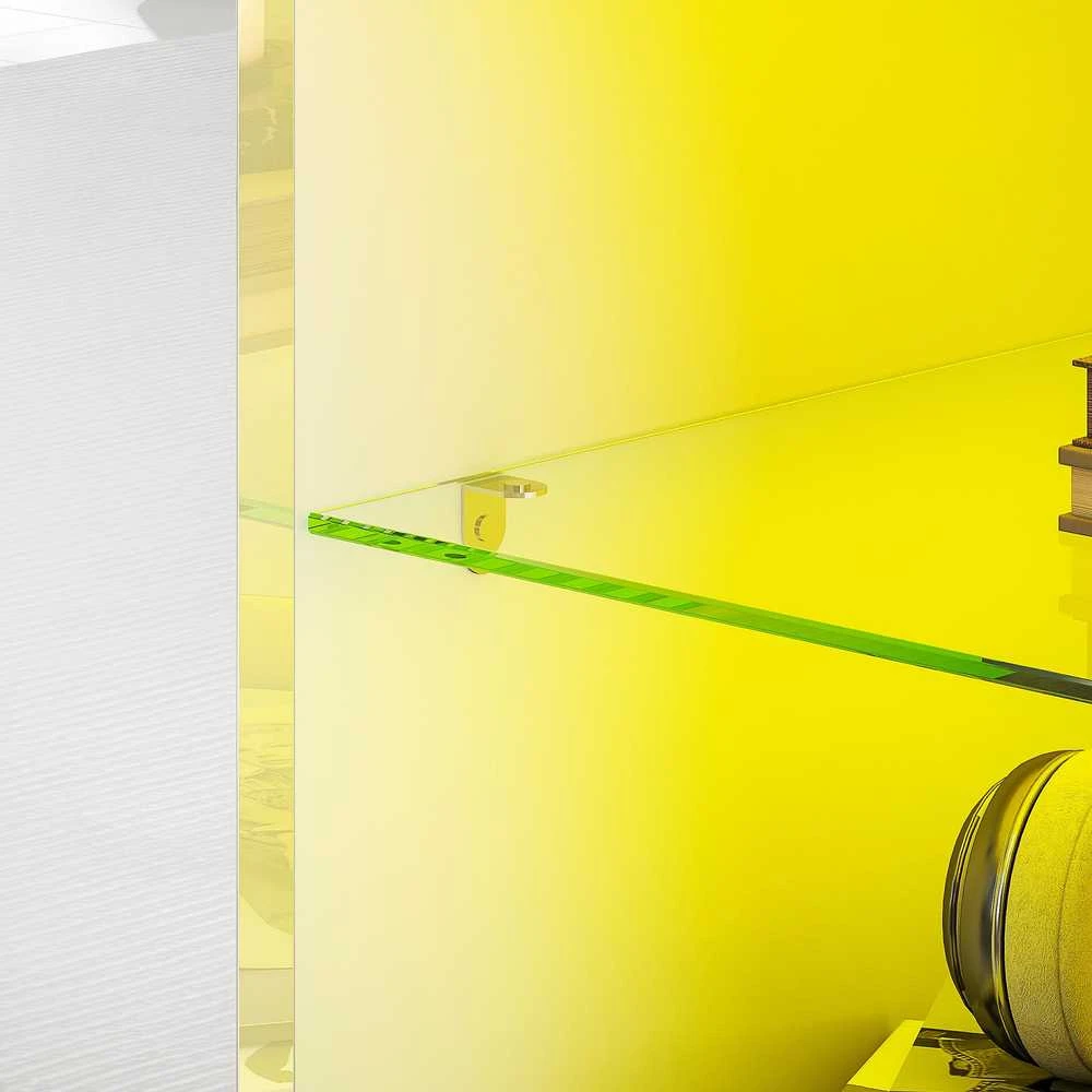 TV staliukas HOMCOM TV komoda su LED apšvietimu, 2 durelės, stiklinė lentyna, kabelių angos, svetainei, medžio drožlių plokštė, balta
