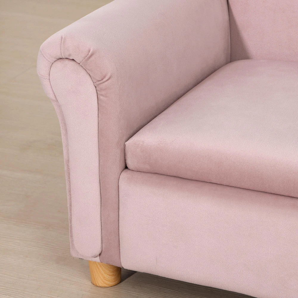Vaikiška sofa HOMCOM su daiktadėže, rožinė, neaustinis audinys, dvivietė, 3-5 metai, 84x41,5x48,5cm