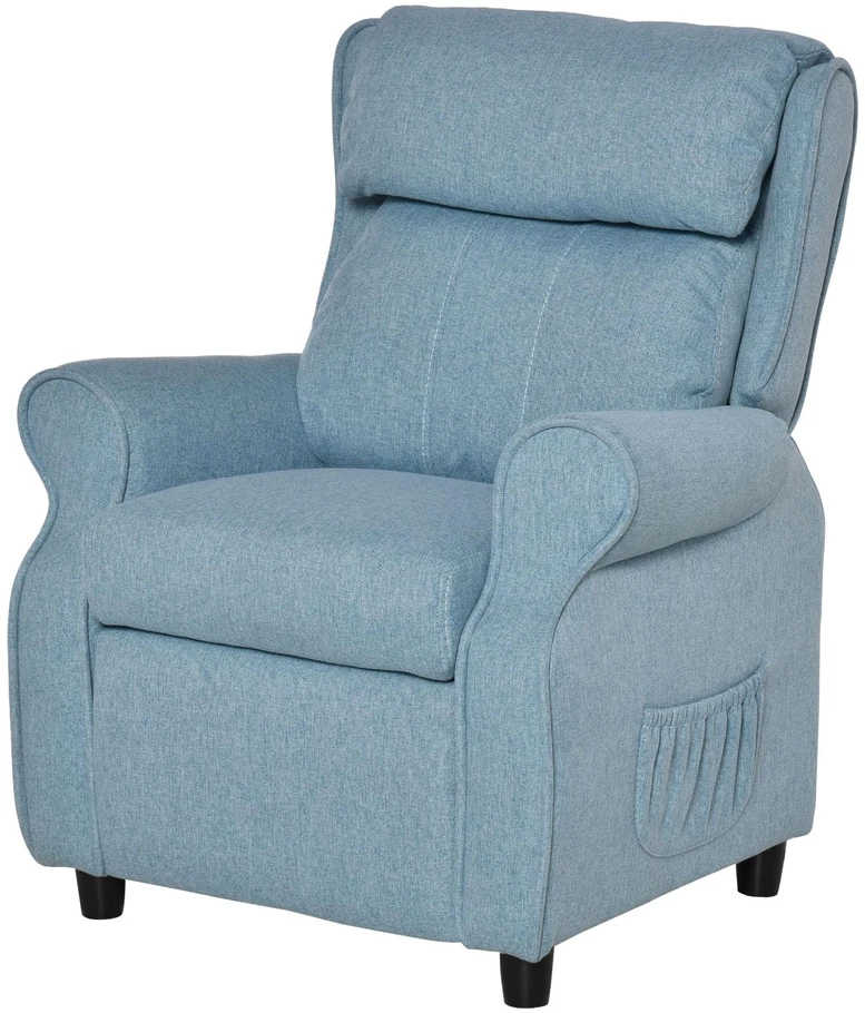 Vaikiška sofa HOMCOM, vaikiška kėdutė su reguliuojama atlošimo funkcija ir pakoja, mėlyna, 3–5 metų vaikams, 58x53x70 cm