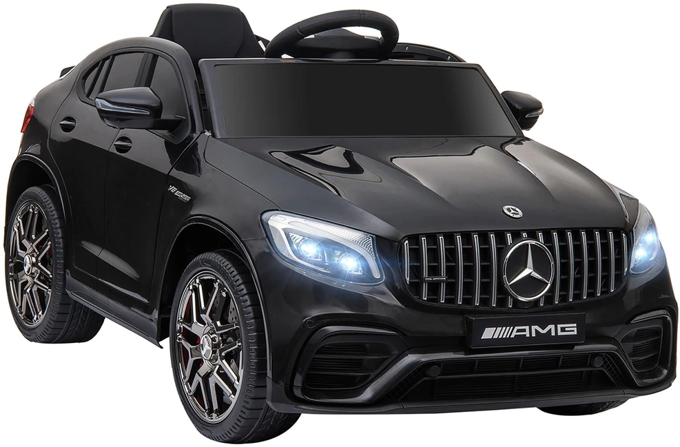 Vaikiškas automobilis HOMCOM Mercedes-Benz AMG GLA45, licencijuotas elektromobilis su nuotolinio valdymo pulteliu, 2 x 35 W varikliai, MP3, saugos diržas, 37–60 mėn., juodas