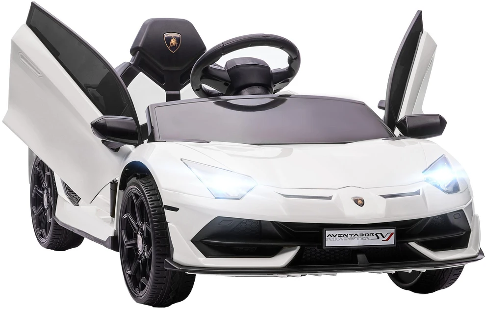 Homcom Vaikiškas elektrinis automobilis 12V Elektrinė transporto priemonė su 2.4G nuotolinio valdymo pulteliu, MP3 grotuvu, garso signalu, šviesomis, 3-5 metų, balta