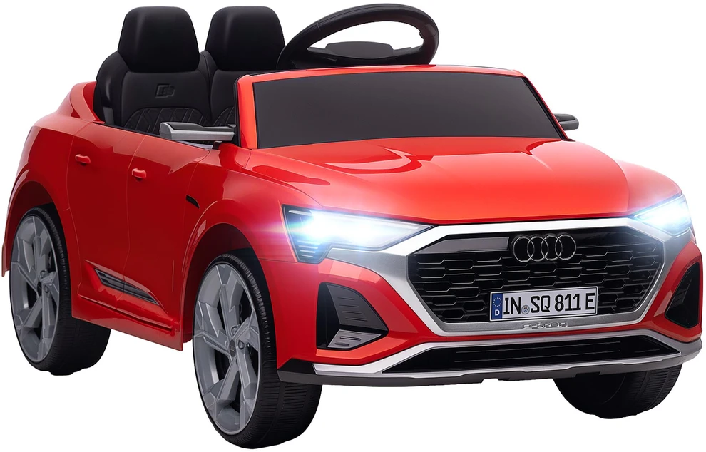Vaikiškas elektromobilis, 12V Audi Q8, 3-5 km/val., nuotolinio valdymo pultas, žibintai, muzika, raudonas