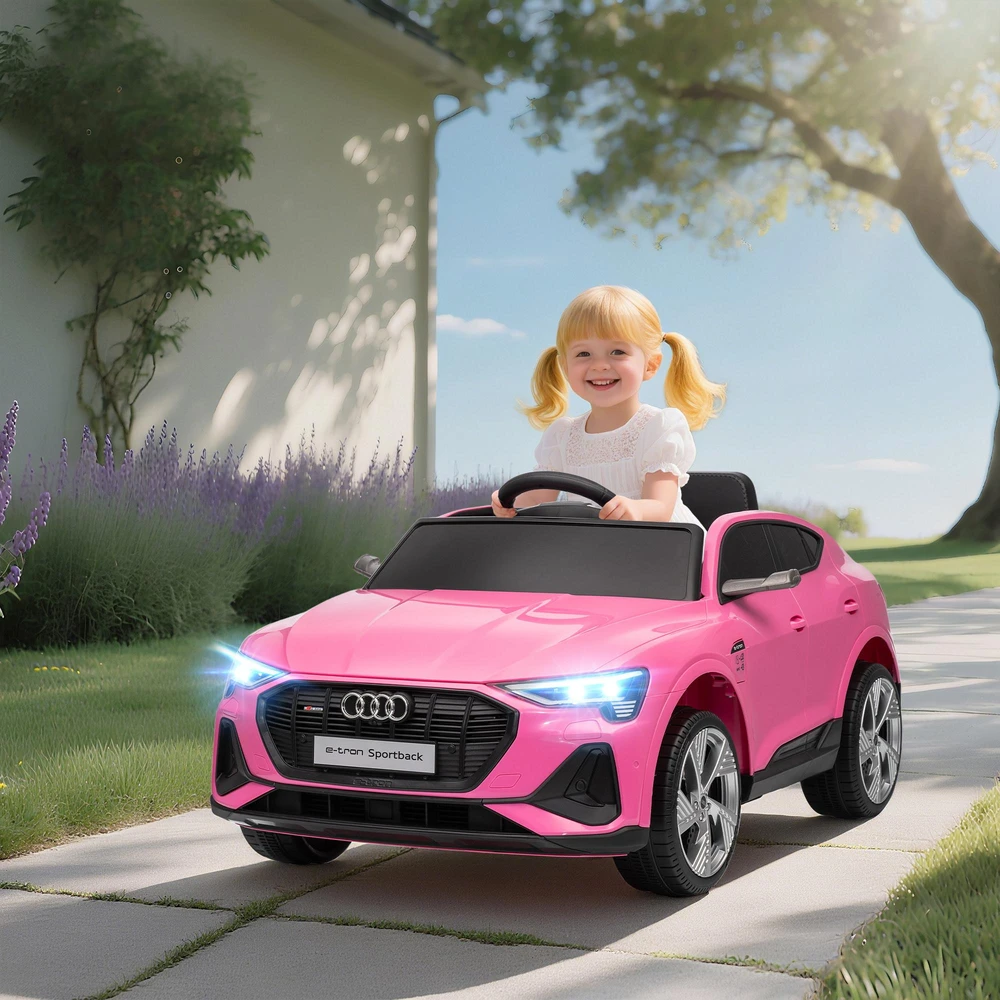 Vaikiškas elektromobilis HOMCOM 12V, Audi E-tron, su nuotolinio valdymo pulteliu, saugos diržu, 3–5 metų vaikams