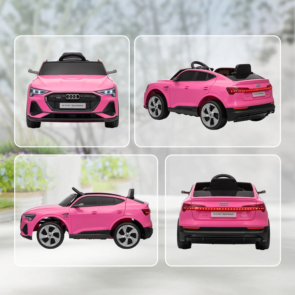 Vaikiškas elektromobilis HOMCOM 12V, Audi E-tron, su nuotolinio valdymo pulteliu, saugos diržu, 3–5 metų vaikams