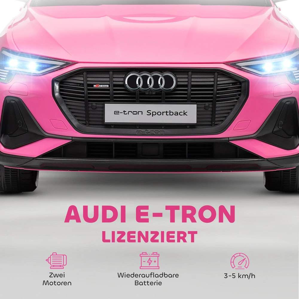 Vaikiškas elektromobilis HOMCOM 12V, Audi E-tron, su nuotolinio valdymo pulteliu, saugos diržu, 3–5 metų vaikams