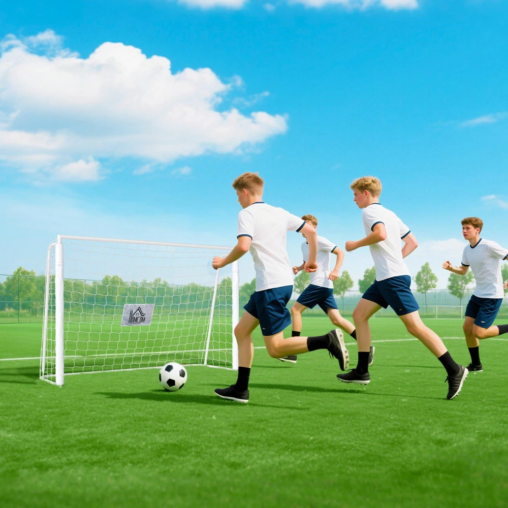 Vaikiški futbolo vartai, taikinių žymėjimas, smūgius sugeriančios movos, sodui, 186x123 cm, balti