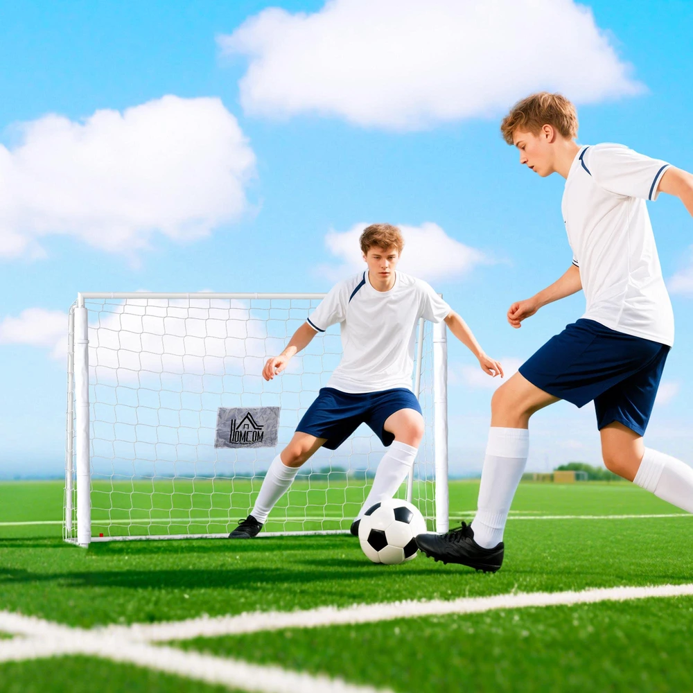 Vaikiški futbolo vartai, taikinių žymėjimas, smūgius sugeriančios movos, sodui, 186x123 cm, balti