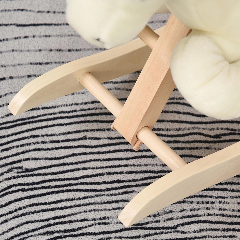 HOMCOM vaikiškas supamasis arkliukas, kūdikių supamas žaislas su garsais, rankenomis, 18-36 mėnesių vaikams, pliušinis, baltas/rožinis, 70 x 28 x 57 cm