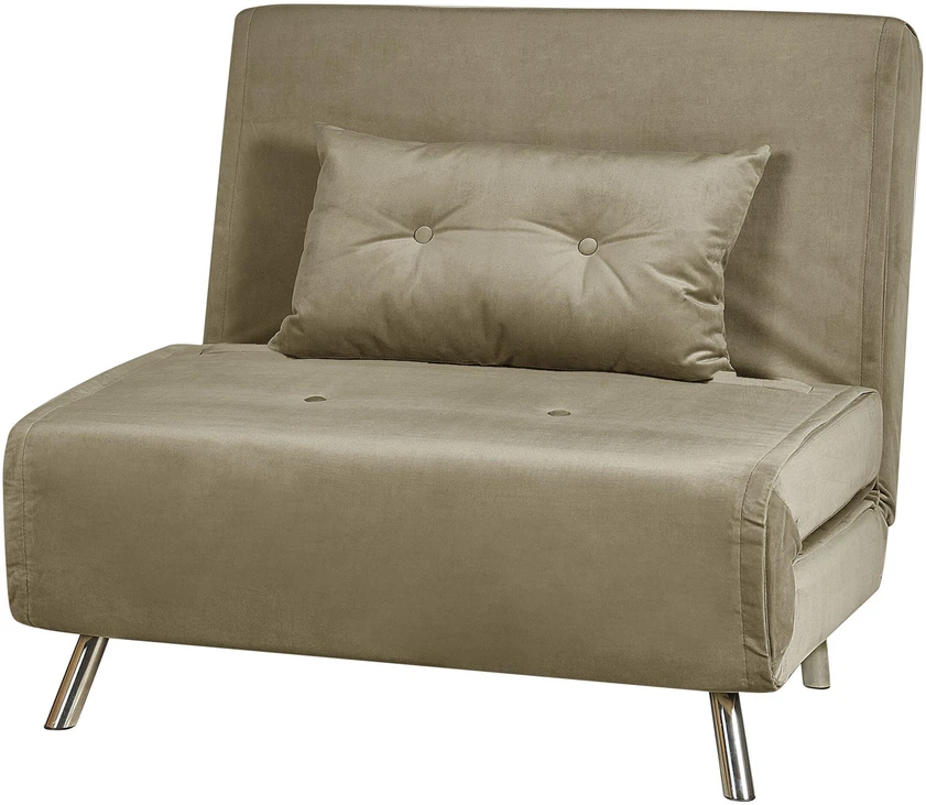 Viengulė išskleidžiama sofa BELIANI FARRIS alyvuogių spalvos veliūras