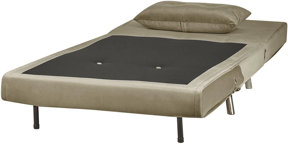 Viengulė išskleidžiama sofa BELIANI FARRIS alyvuogių spalvos veliūras