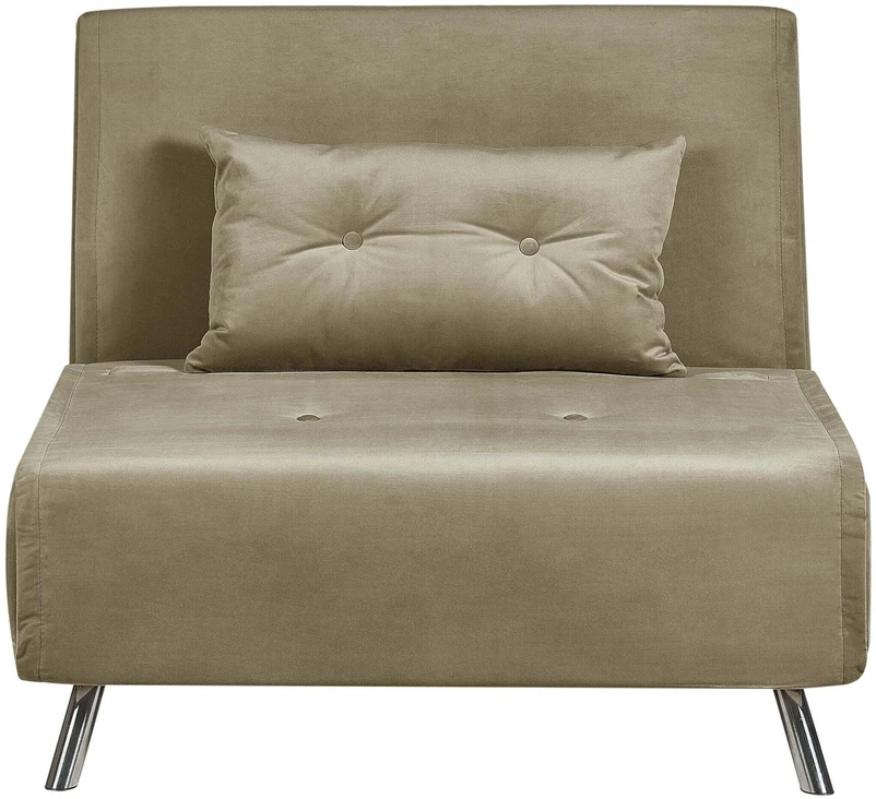 Viengulė išskleidžiama sofa BELIANI FARRIS alyvuogių spalvos veliūras