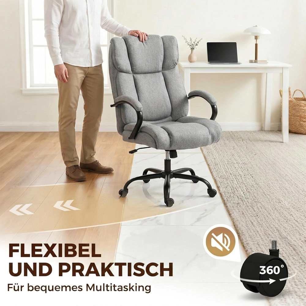 Vinsetto biuro kėdė, darbo kėdė, žaidimų kėdė, sukamoji kėdė, supimosi funkcija, storai paminkštinta, ergonomiška kėdė, keliamoji galia 220 kg