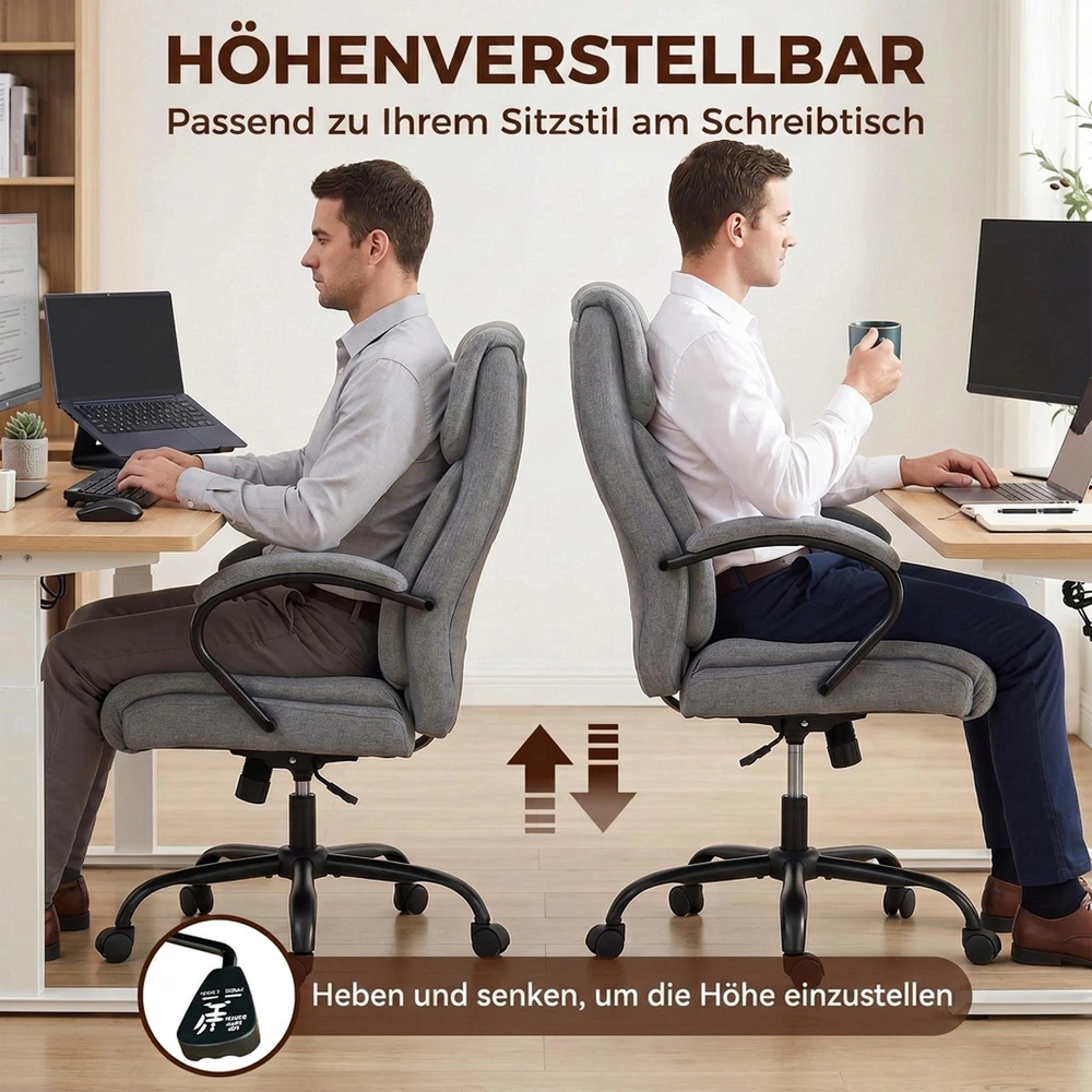 Vinsetto biuro kėdė, darbo kėdė, žaidimų kėdė, sukamoji kėdė, supimosi funkcija, storai paminkštinta, ergonomiška kėdė, keliamoji galia 220 kg