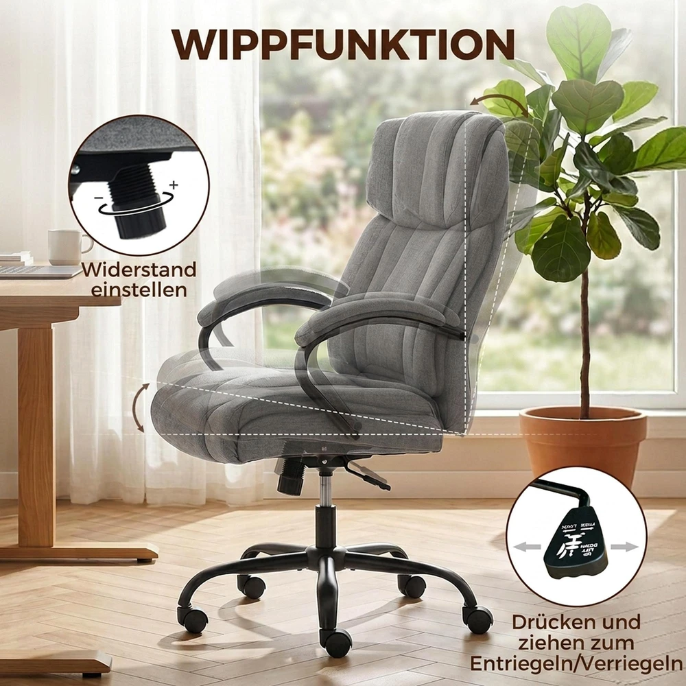 Vinsetto biuro kėdė, darbo kėdė, žaidimų kėdė, sukamoji kėdė, supimosi funkcija, storai paminkštinta, ergonomiška kėdė, keliamoji galia 220 kg