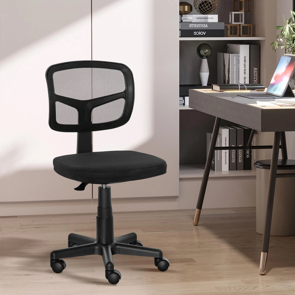 Vinsetto biuro kėdė, ergonomiška darbo kėdė, reguliuojamo aukščio besisukanti kėdė, taupanti vietą, juoda