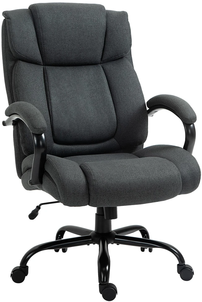 Vinsetto biuro kėdė, ergonomiška darbo kėdė, besisukanti kėdė su paminkštintais porankiais, keliamoji galia iki 220 kg, pilka