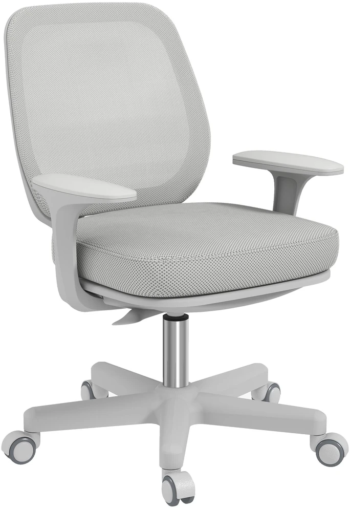 Vinsetto biuro kėdė, ergonomiška darbo kėdė su sukimosi funkcija, reguliuojamo aukščio, 55 x 48 x 82,5-94,5 cm, pilka